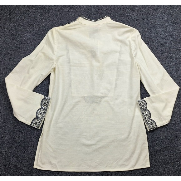 Tory Burch Embellished Embroidered Tunic Blue White Size 8‎ NWT - Picture 3 of 13